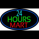 24 Hours Mini Mart With Blue Round Handmade Art Neon Sign