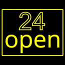 24 Open With Yellow Border Handmade Art Neon Sign