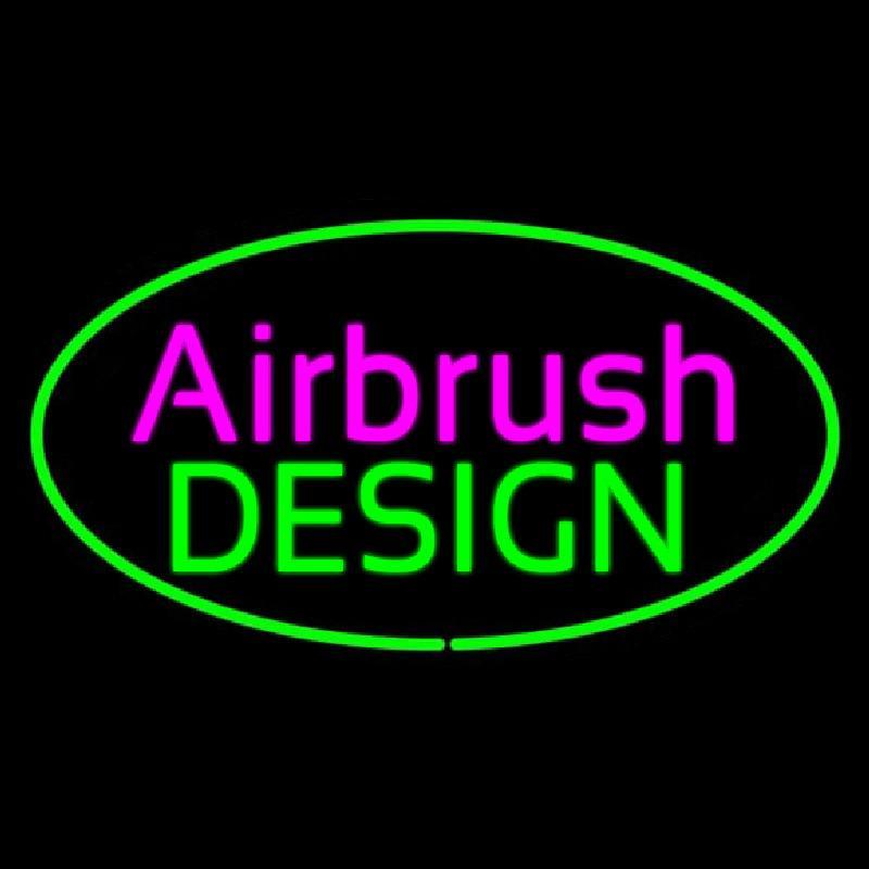 Airbrush Design Oval Green Handmade Art Neon Sign