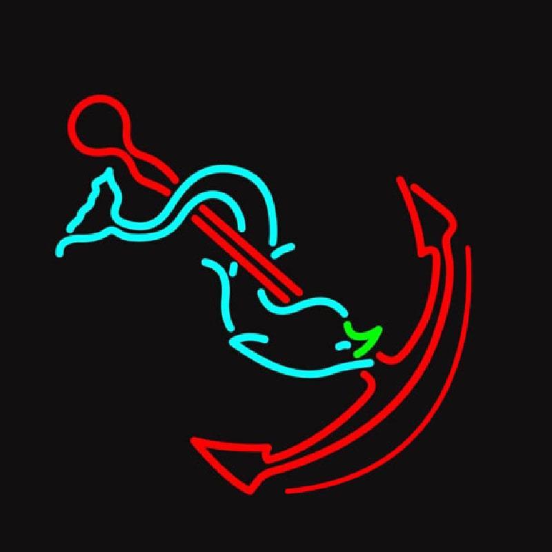 Anchor With Fish Logo Handmade Art Neon Sign