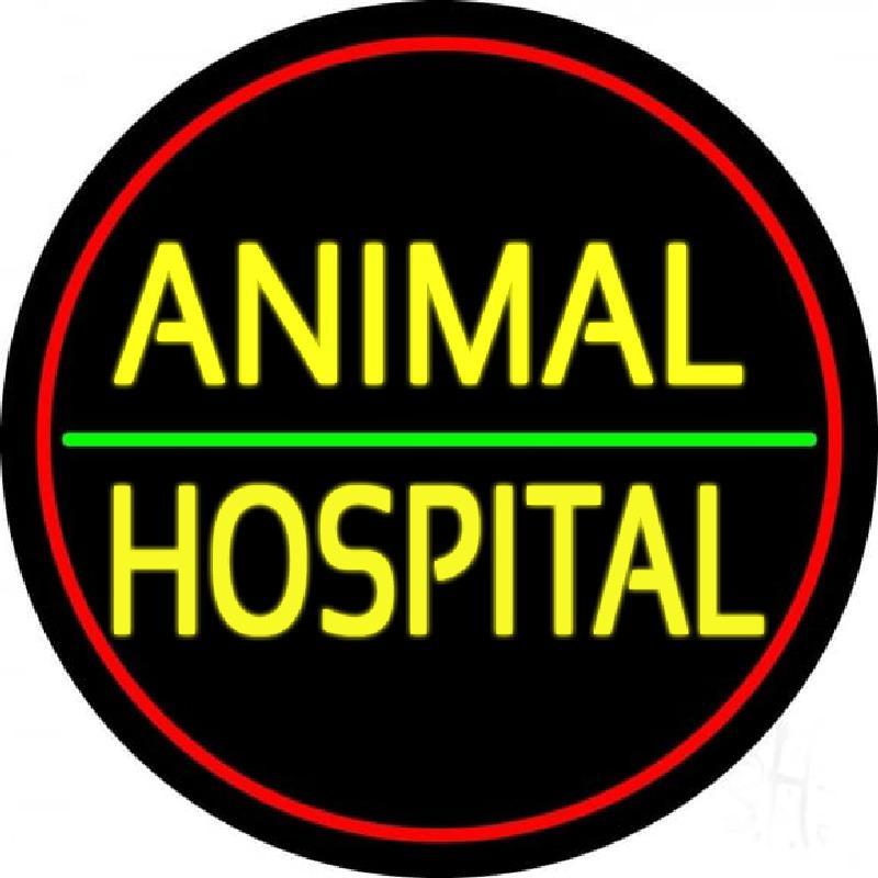 Animal Hospital Red Circle Handmade Art Neon Sign