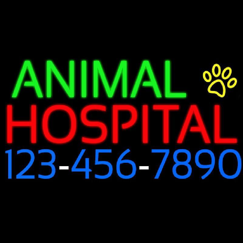 Animal Hospital With Phone Number Handmade Art Neon Sign