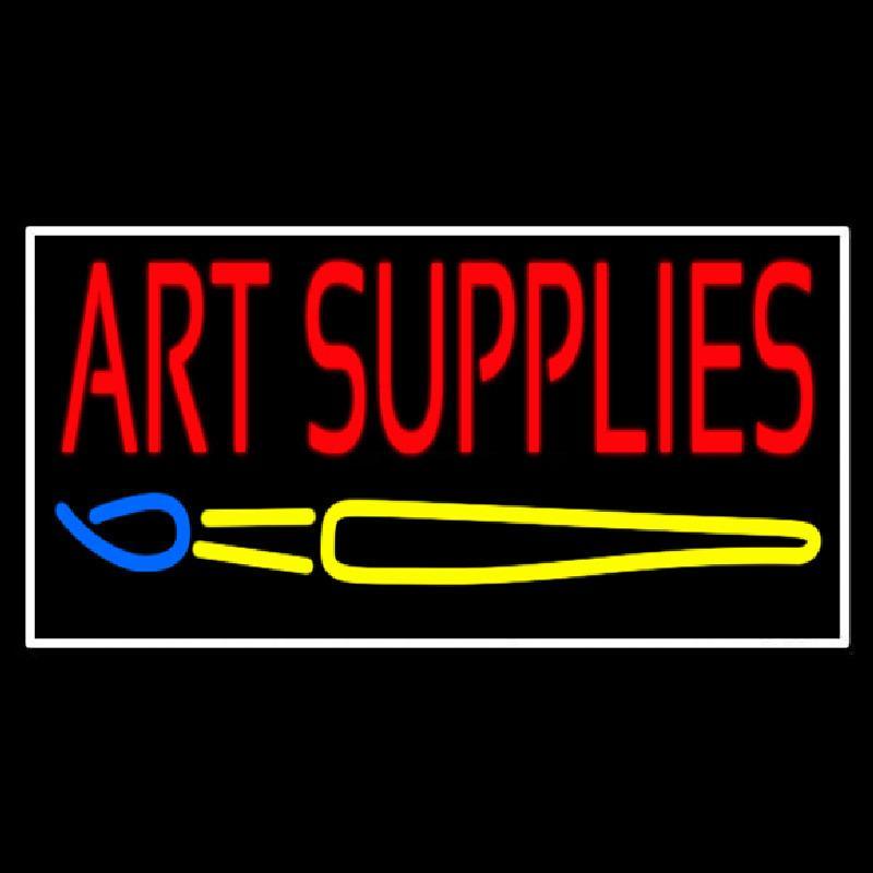 Art Supplies With Brush With White Border Handmade Art Neon Sign
