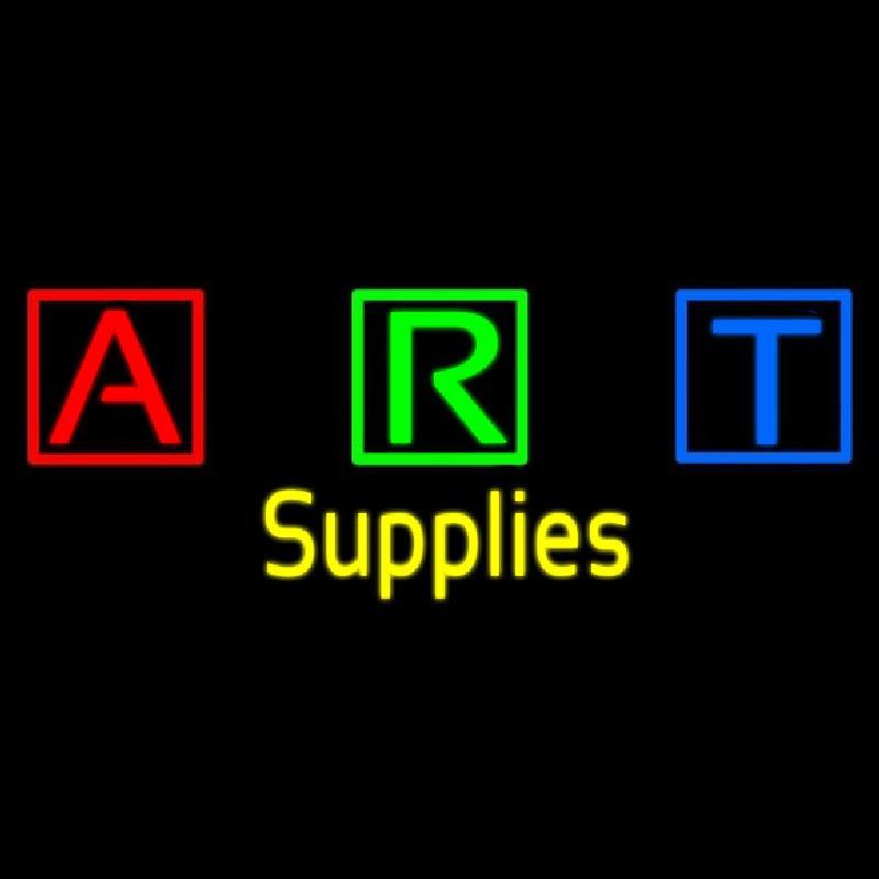 Art Supplies With Three Multi Color Box With Border Handmade Art Neon Sign