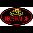 Auto Registration Oval Red Handmade Art Neon Sign