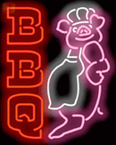 BBQ Pig Chef Handmade Art Neon Sign