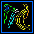 Barber Shop Hair Salon With Blue Border Handmade Art Neon Sign