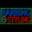 Barbering And Styling With Green Border Handmade Art Neon Sign