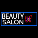 Beauty Salon With Butterfly Logo With Blue Border Handmade Art Neon Sign