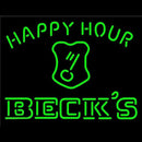 Beck Key Logo Happy Hour Beer Handmade Art Neon Sign