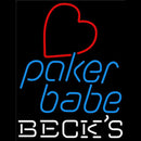Becks Poker Girl Heart Babe Beer Sign Handmade Art Neon Sign