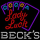 Becks Poker Lady Luck Series Beer Sign Handmade Art Neon Sign