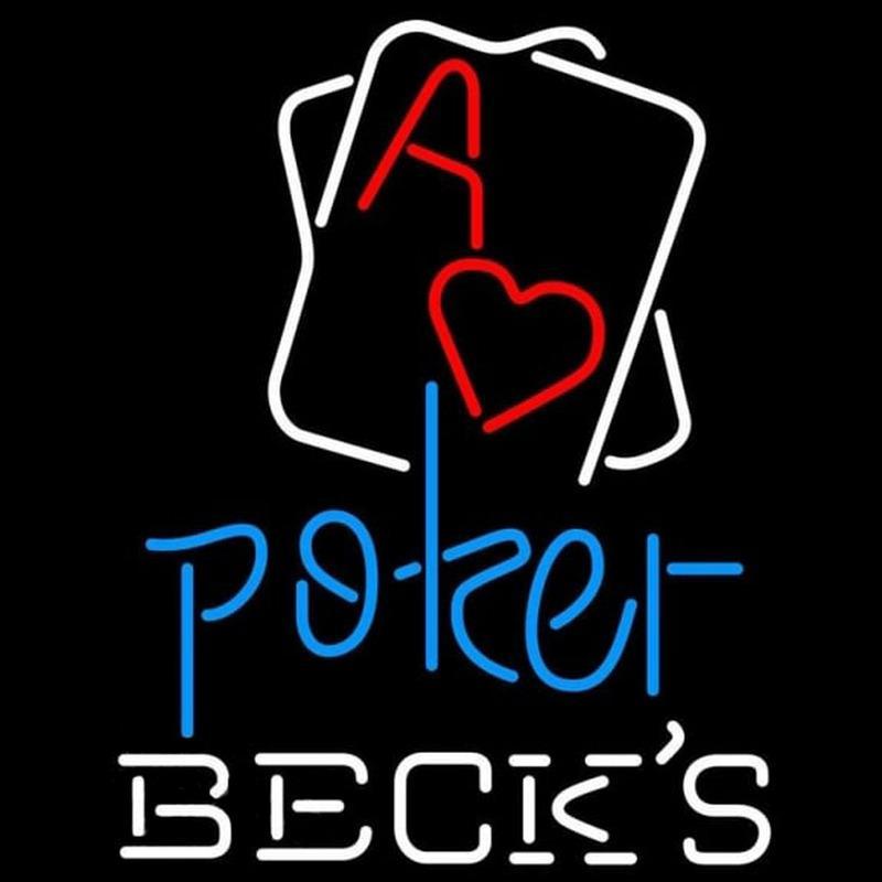 Becks Rectangular Black Hear Ace Beer Sign Handmade Art Neon Sign