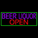 Beer Liquor Open With Green Border Handmade Art Neon Sign