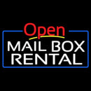 Block Mail Box Rental Blue Border With Open 4 Handmade Art Neon Sign