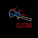 Blue Blues Red Guitar Handmade Art Neon Sign