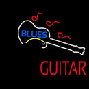 Blue Blues Red Guitar Handmade Art Neon Sign