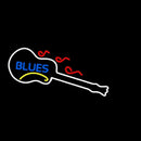 Blue Blues White Guitar Handmade Art Neon Sign
