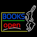 Blue Books With Rabbit Logo Open Handmade Art Neon Sign