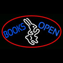 Blue Books With Rabbit Logo Open With Red Oval Handmade Art Neon Sign