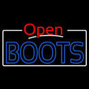 Blue Boots Open With White Border Handmade Art Neon Sign