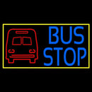 Blue Bus Stop With Yellow Border Handmade Art Neon Sign