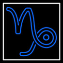 Blue Capricorn Logo White Border Handmade Art Neon Sign
