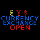 Blue Currency Exchange Red Open Handmade Art Neon Sign
