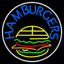 Blue Hamburgers Circle Handmade Art Neon Sign