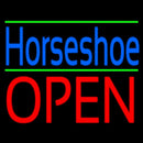 Blue Horseshoe Open Green Line Handmade Art Neon Sign