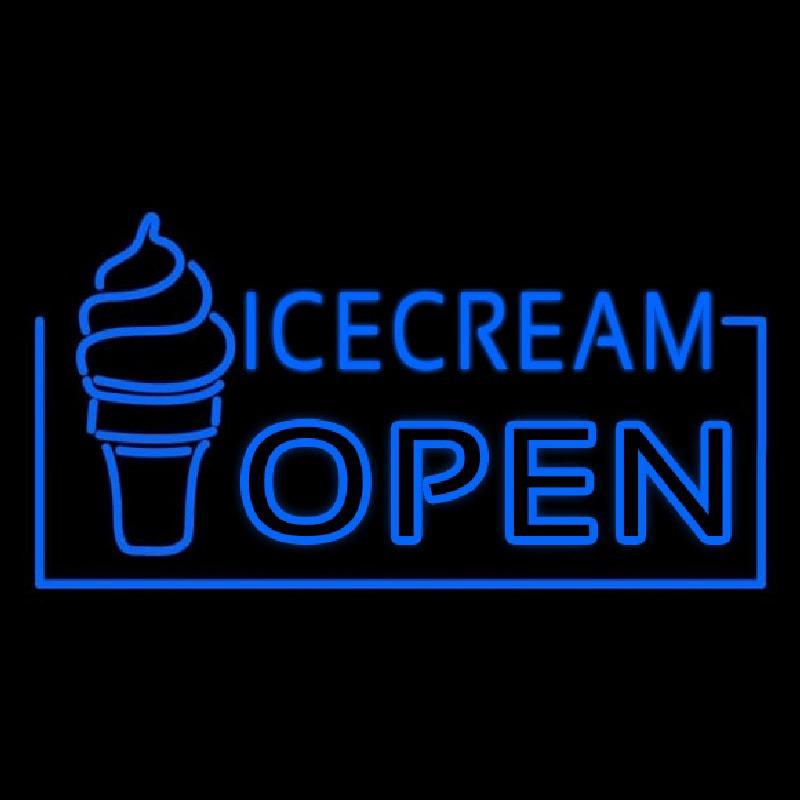 Blue Ice Cream Open Handmade Art Neon Sign