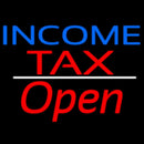 Blue Income Tax White Line Slant Open Handmade Art Neon Sign