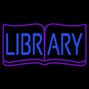 Blue Library Handmade Art Neon Sign