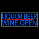 Blue Liquor Beer Wine Open With White Border Handmade Art Neon Sign