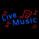 Blue Live Music Red Notes Handmade Art Neon Sign