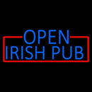 Blue Open Irish Pub With Red Border Handmade Art Neon Sign