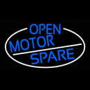 Blue Open Motor Spare Oval With White Border Handmade Art Neon Sign