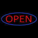 Blue Open With Red Oval Border Handmade Art Neon Sign