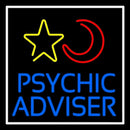 Blue Psychic Advisor With Logo White Border Handmade Art Neon Sign