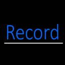 Blue Record Cursive White Line 1 Handmade Art Neon Sign