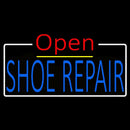 Blue Shoe Repair Open White Border Handmade Art Neon Sign