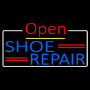 Blue Shoe Repair Open With Border Handmade Art Neon Sign