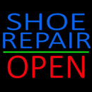 Blue Shoe Repair Open With Green Line Handmade Art Neon Sign