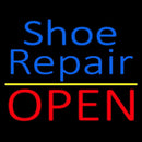 Blue Shoe Repair Open With Yellow Line Handmade Art Neon Sign