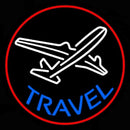 Blue Travel With Red Border Handmade Art Neon Sign