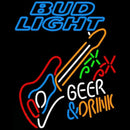 Bud Light And Drink Guitar Beer Sign Handmade Art Neon Sign