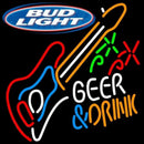 Bud Light And Drink Guitar Beer Sign Handmade Art Neon Sign