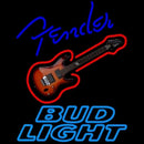 Bud Light Fender Blue Red Guitar Beer Sign Handmade Art Neon Sign