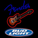 Bud Light Fender Blue Red Guitar Beer Sign Handmade Art Neon Sign