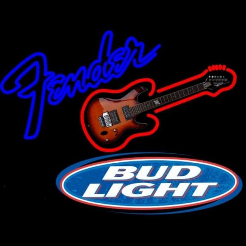 Bud Light Fender Guitar Beer Sign Handmade Art Neon Sign